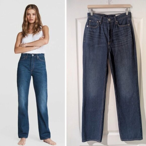 NWT rag & bone | Alex High-Rise Straight in Stowe Blue - Picture 1 of 10